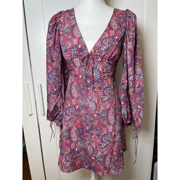 For Love and Lemons Long-Sleeve Floral Tonya Mini Dress Size XS NWT! $225 retail - Picture 6 of 10